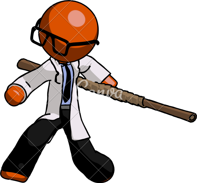 Doctor Scientist Man Bo Staff Action Hero Kung Fu Pose - Physician (800x744)