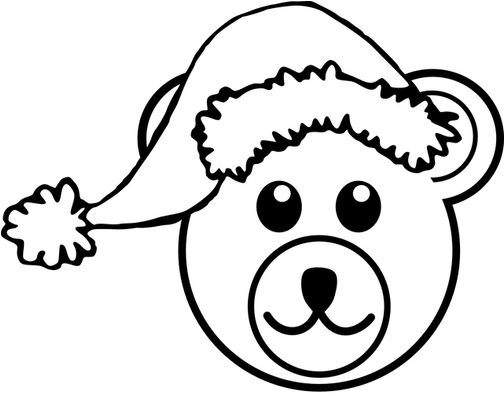 Cartoon Bear Clipart - Christmas Teddy Bear Clipart Black And White (503x420)