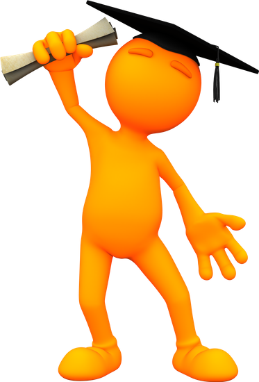3d Orange Man Graduates And Wears Mortarboard - Man (373x550)