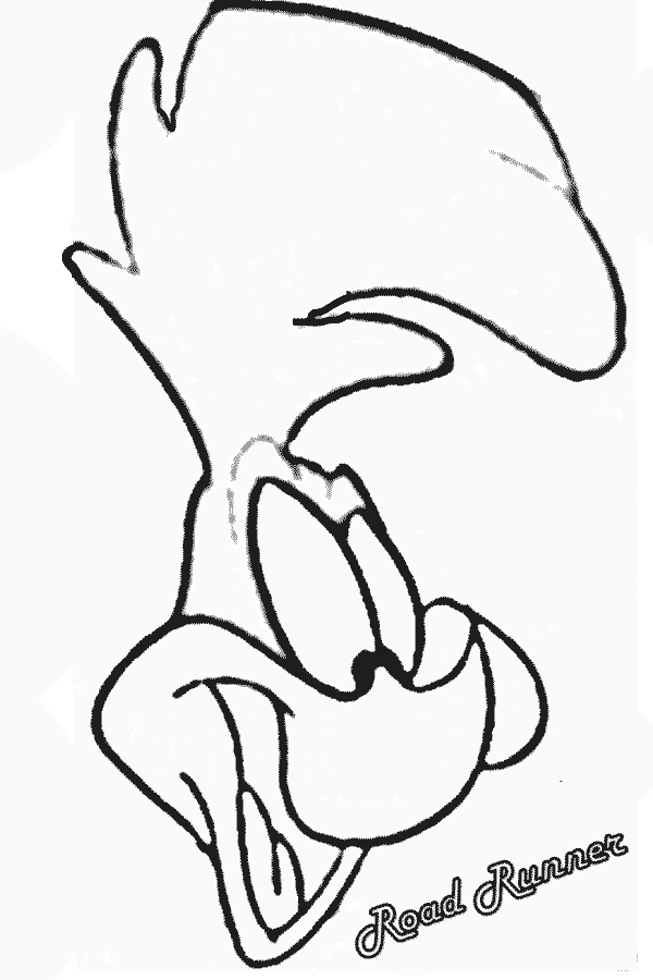 Clip Art Black And White Download E Drawing Cartoon - Roadrunner Cartoon Drawing (600x900)