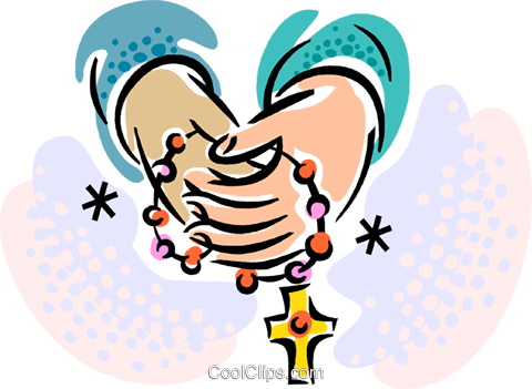 Rosary Royalty Free Vector Clip Art Illustration - Praying The Rosary Cartoon (480x351)