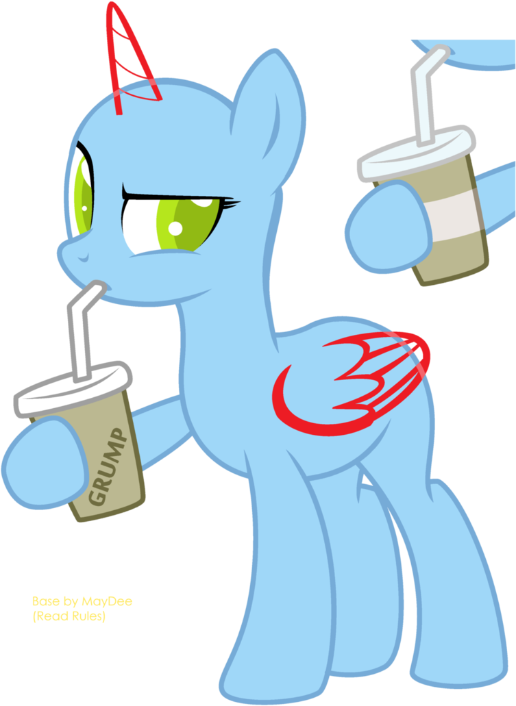 Grumpy Pony Drinks A Milkshake By Maydeedraws - Mlp Base Milkshake (771x1037)