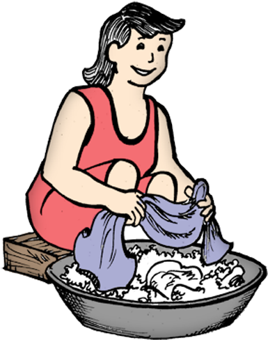 Home - Cartoon Image Of A Woman Washing Clothes (407x520)