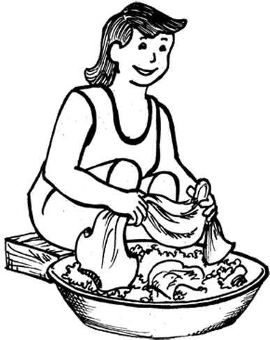 Filename - - Cartoon Image Of A Woman Washing Clothes - (395x521) Png  Clipart Download