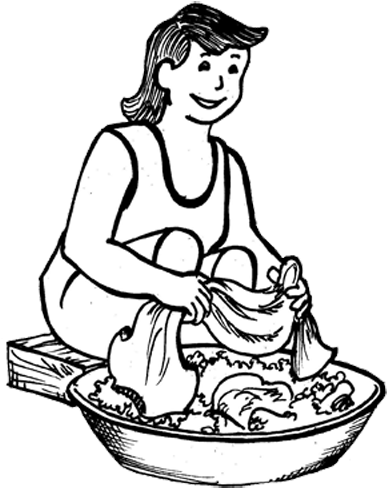 Filename - - Cartoon Image Of A Woman Washing Clothes (395x521)