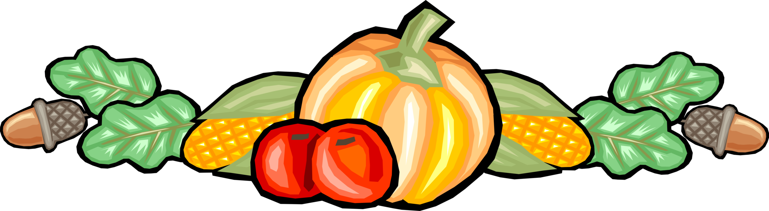 Vector Illustration Of Fall Or Autumn Harvest Pumpkins, - Pumpkin (2544x700)