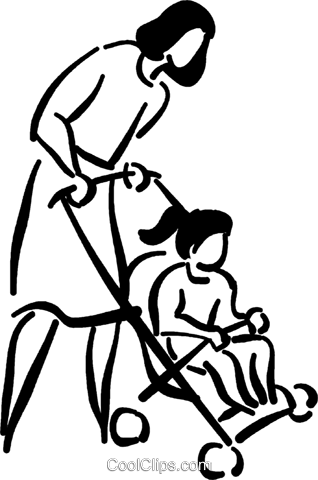 Mother With Daughter In A Stroller Royalty Free Vector - Cartoon (318x480)