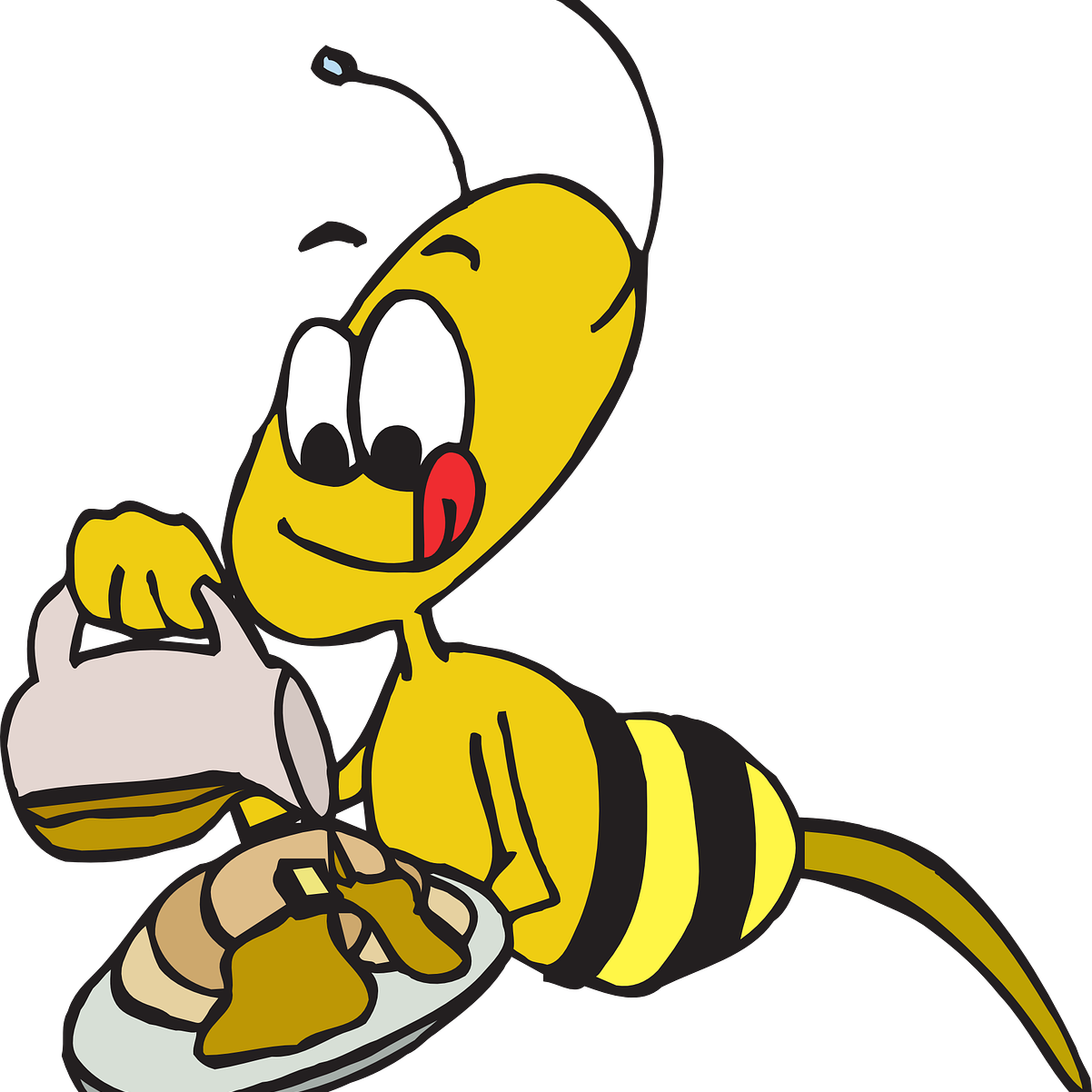 Leviva - Bee Eating Honey Cartoon (1202x1202)