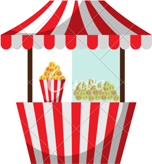 Carnival Fast Food Cart With Pop Corn - Carnival Cart Png (800x800)
