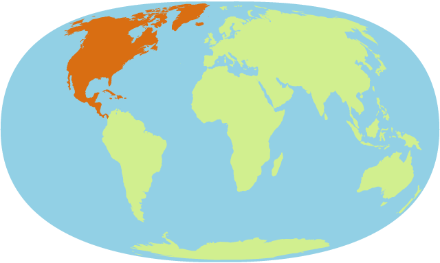 World Map With North America Highlighted - Life And Times Of Charles (640x383)