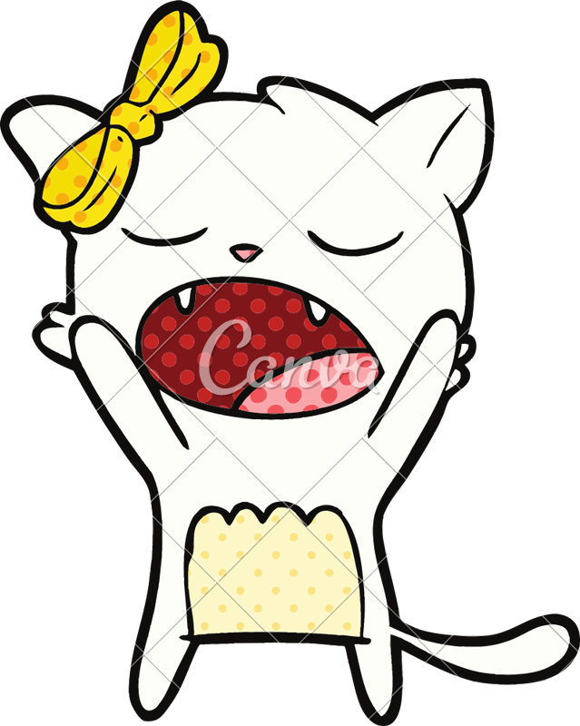 Cartoon Cat Meowing - Illustration (639x800)