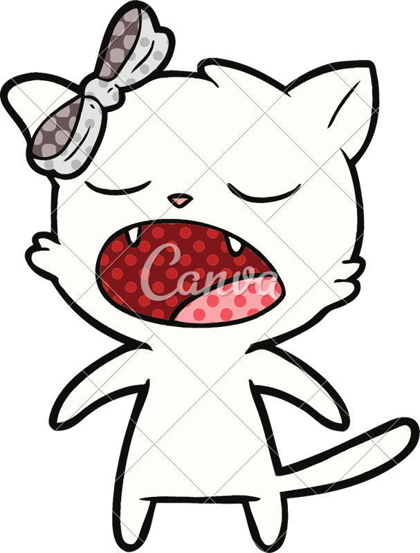 Cartoon Meowing Cat - Cute Thumbs Up (607x800)