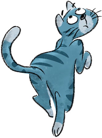 I'm A Tabby Cat, And I've Lived On Rosie's Farm In - Blue Cat Cartoon Png (345x450)