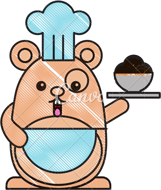Chef Mouse With Sweet Pastry Cartoon - Vector Graphics (800x800)