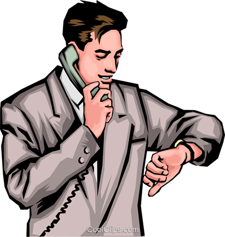 Man With Phone & Watch Royalty Free Vector Clip Art - Man Talking On The Phone (455x480)