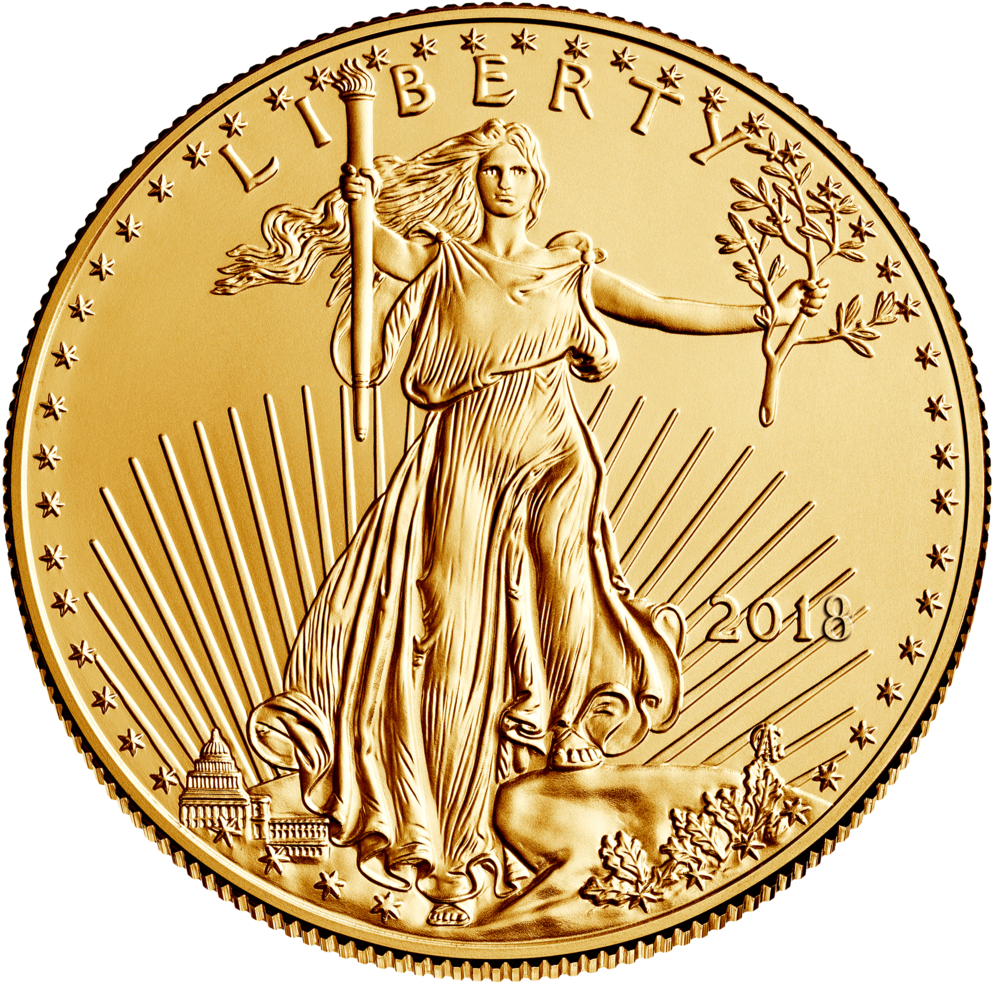 Coins Clipart Plain Gold - 2018 Gold Eagle Coin (1000x1000)