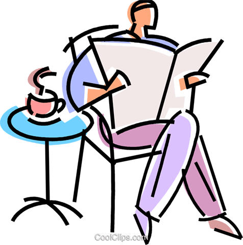 Man Reading His Newspaper Royalty Free Vector Clip - Newspaper (476x480)