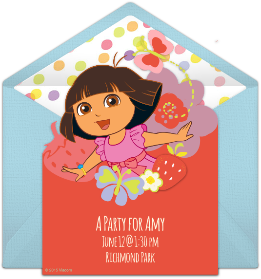 Dora Summer Fun Online Invitation - Party (650x650)