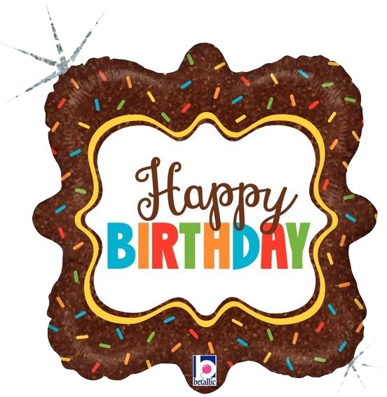18" Chocolate Sprinkles Happy Birthday Balloons All - Balloon (597x597)