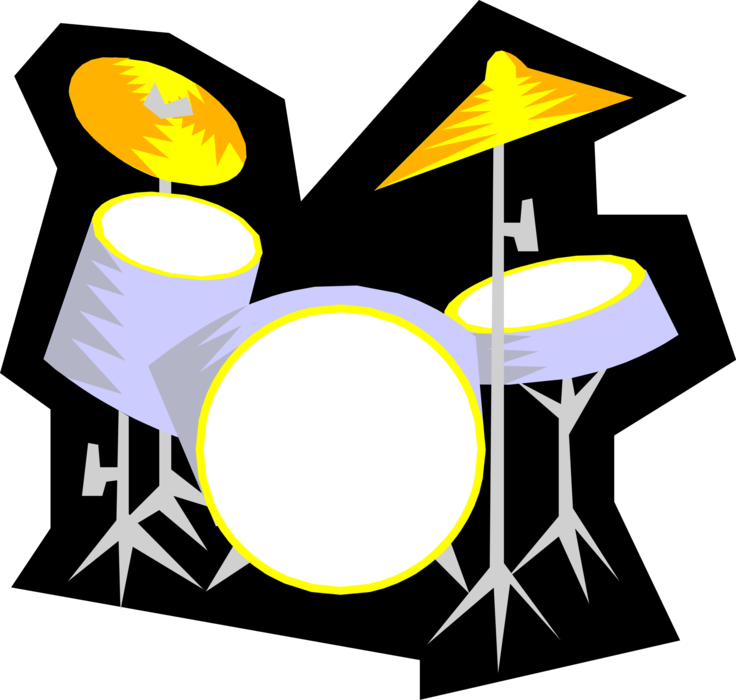 Vector Illustration Of Drum Set Or Drum Kit Percussion - Gilmore Girls: Hep Alien Magnet (736x700)