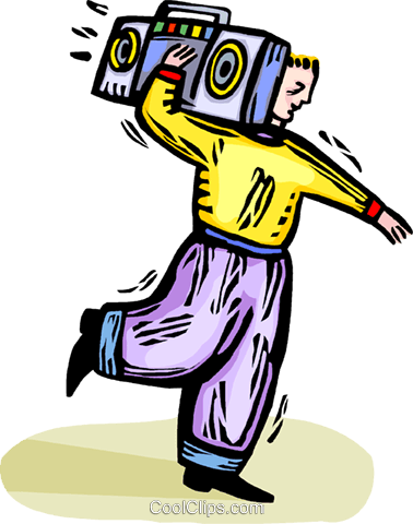 Person Listening To A Mini Stereo Royalty Free Vector - Cartoon (378x480)