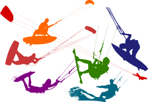 Kitesurfing Windsurfing Extreme Sport - Kitesurf Silhouette (494x340)