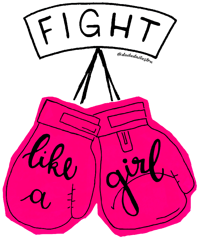 Adesivo Fight Like A Girl De Dududa Ilustrana - Art (958x958)