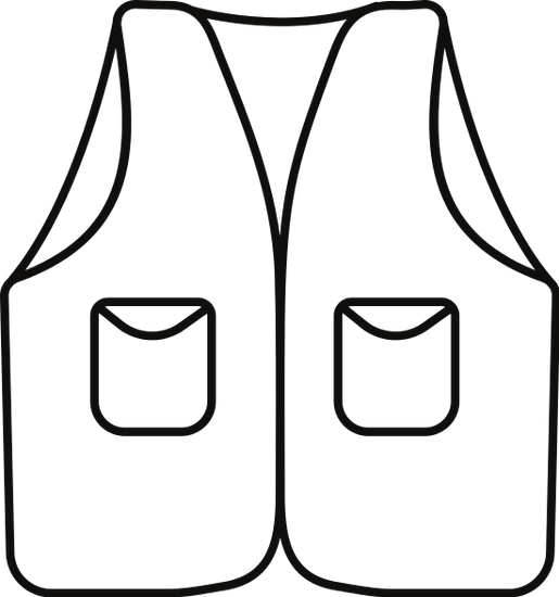 Life Vest Clip Art Black And White Sketch Coloring - Vest Clipart Black And White (515x550)