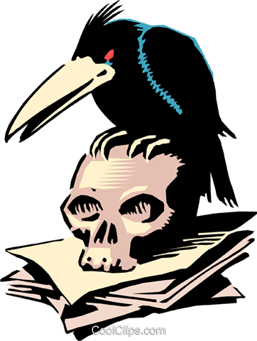 Cartoon Crow And Skull Royalty Free Vector Clip Art - Cartoon Crow (362x480)