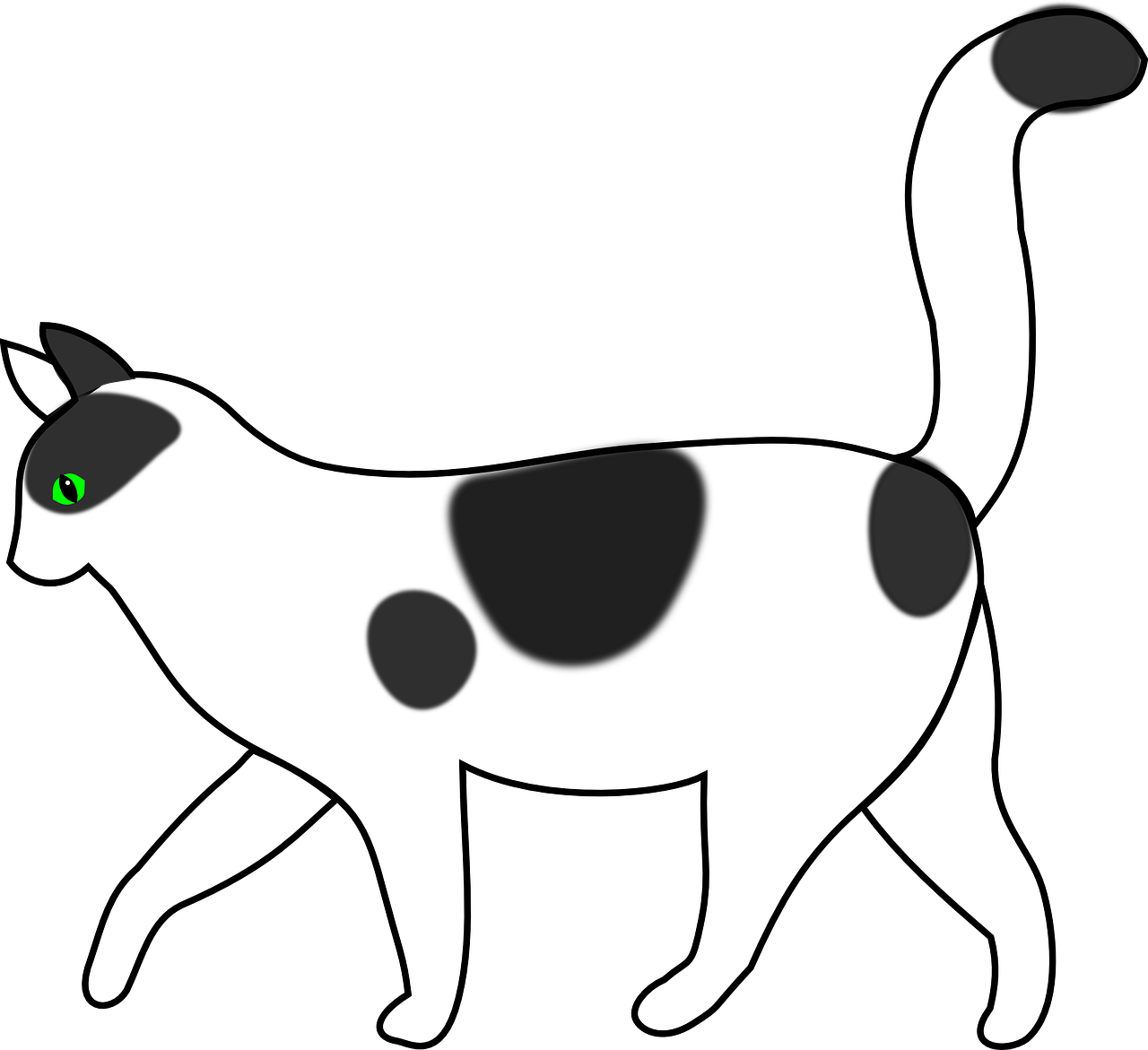 Cocoon Clipart In Black And White - Cat Cartoon Black And White (1280x1171)