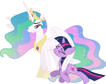 Celestia's Crown Is Knocked Off When Chrysalis Defeats - Princess Celestia Crystal Empire (440x350)