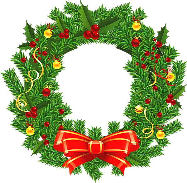 Transparent Christmas Wreath Clipart (600x587)