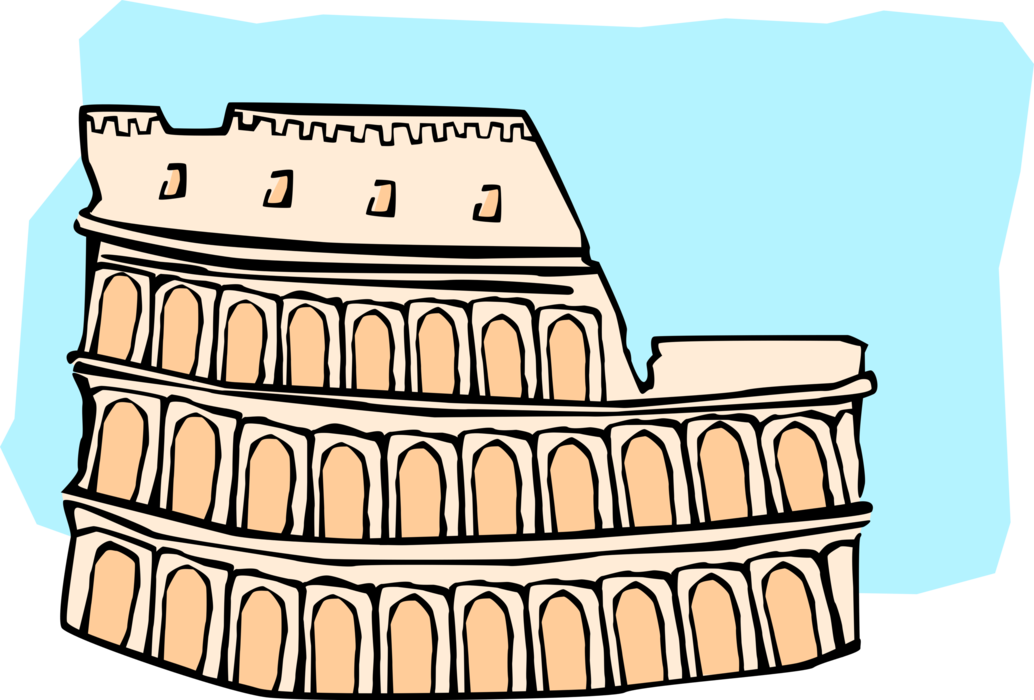Vector Illustration Of Roman Forum Colosseum Or Coliseum - Clip Art (1034x700)