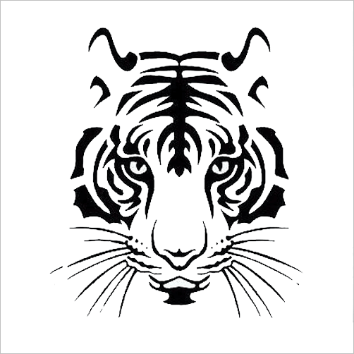 Png Tiger Silhouette Clipart Tiger Wall Decal Stencil - Tiger Face Vinyl Decal Sticker Bumper Car Truck Window- (502x502)