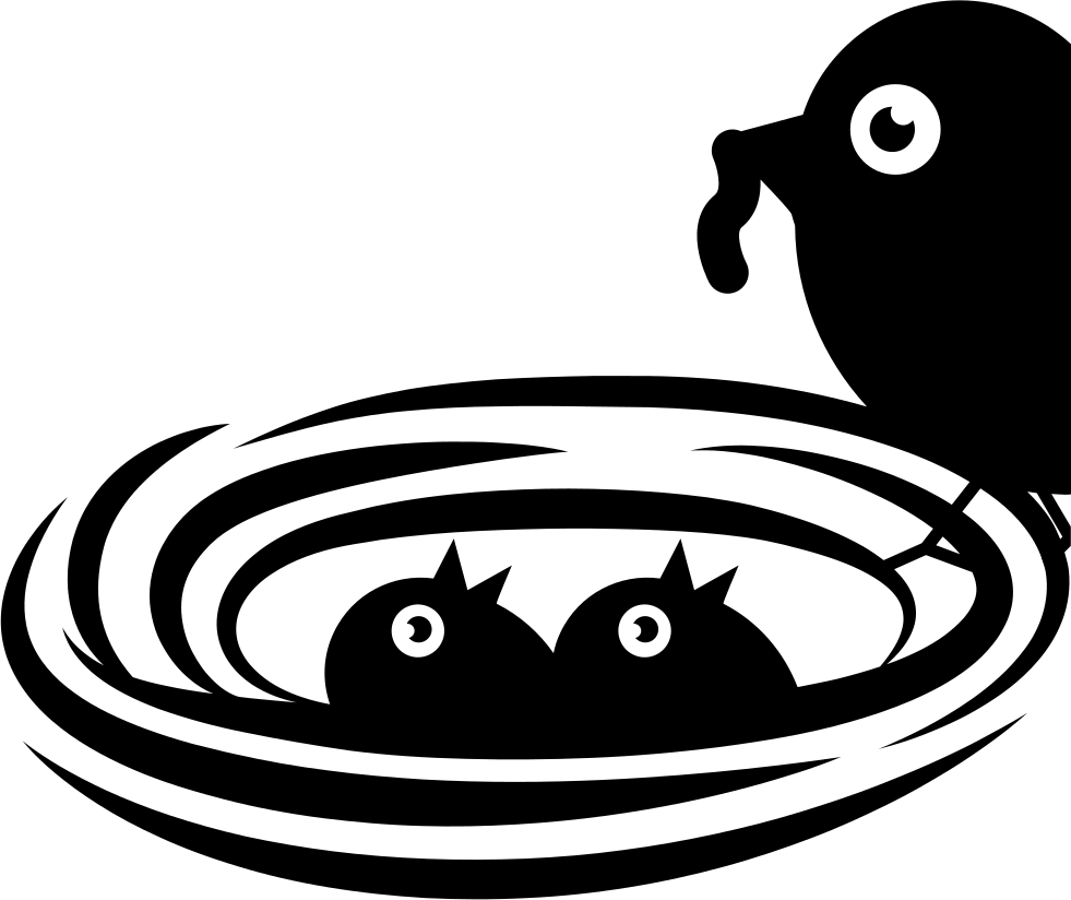 Newborn Birds In Nest Being Nourished By Mother Bird - Birds Nest Icon Png (981x824)