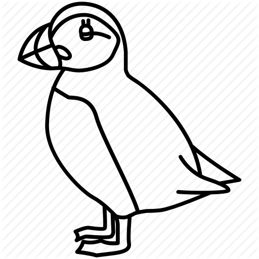 Clipart Library Stock Birds Outlines By Jisun - Puffin Outline (512x512)