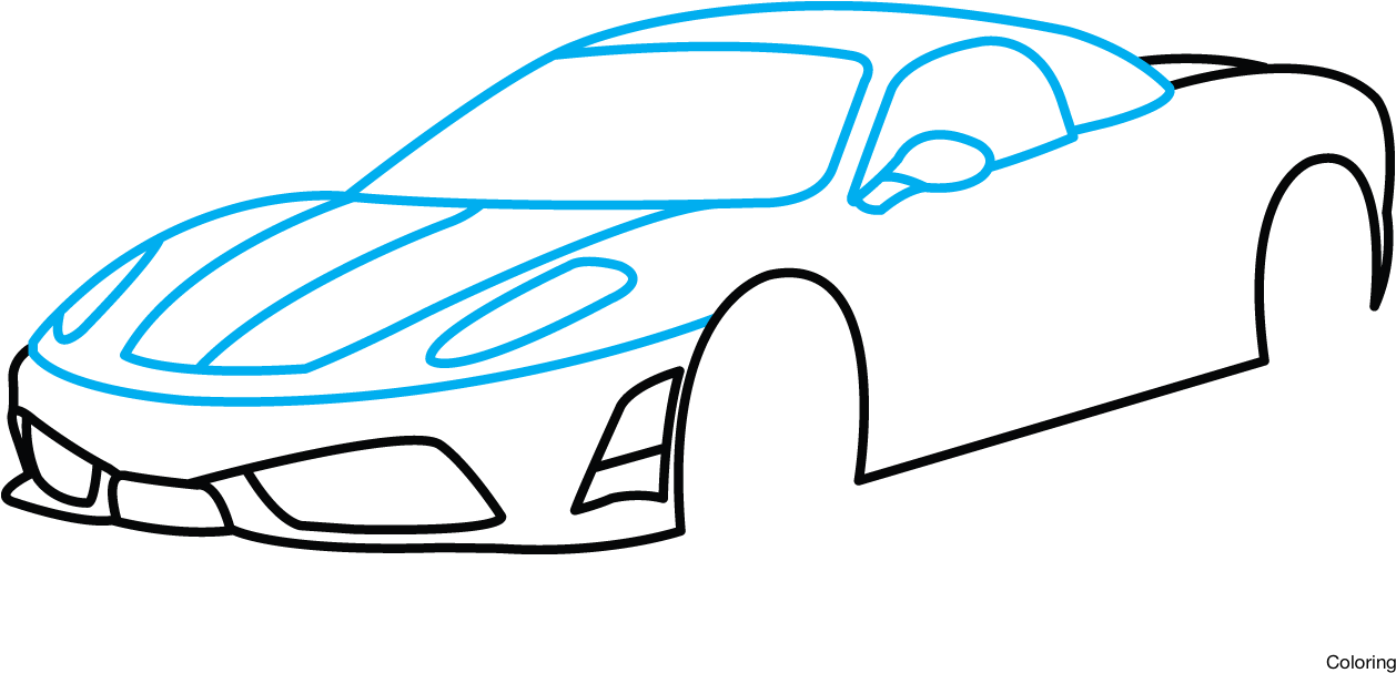 Drawing Mustang Side View - Ferrari Car Drawing Easy (1280x720)