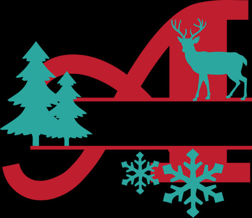 Christmas Monogram - Black And White Deer (498x432)