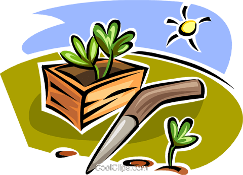 Plants In A Planter Royalty Free Vector Clip Art Illustration - Plants In A Planter Royalty Free Vector Clip Art Illustration (480x347)