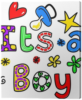 Lerretsbilde Det Er En Boy Cartoon Tekst Clipart • - Cute Its A Baby Boy Greeting Text Expression Tote Bag (400x400)