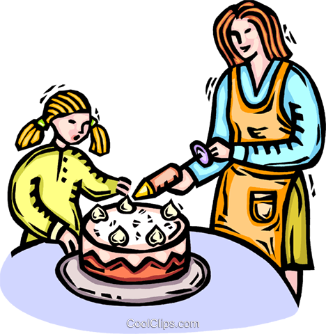 Mother And Daughter Decorating Cake Royalty Free Vector - Mother (468x480)