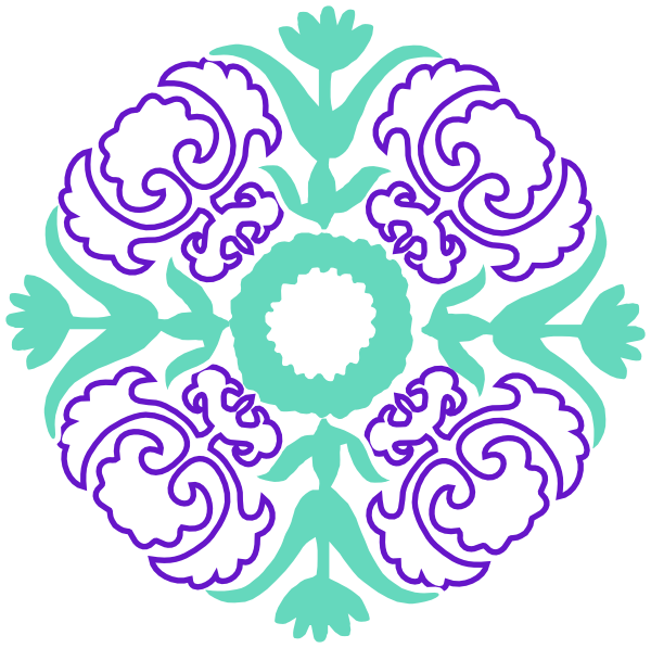 Damask Teal And Purple (600x597)