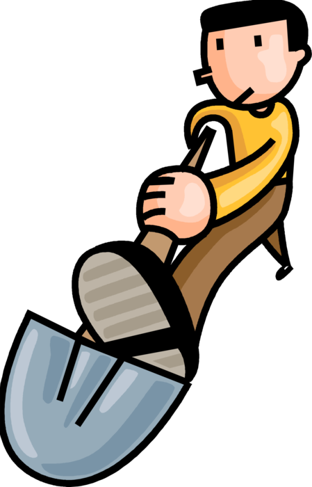 Vector Illustration Of Man Digs Hole With Shovel Tool - Копать Png (449x700)
