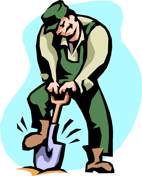 Vector Illustration Of Construction Worker Breaks The - Person Working (566x700)