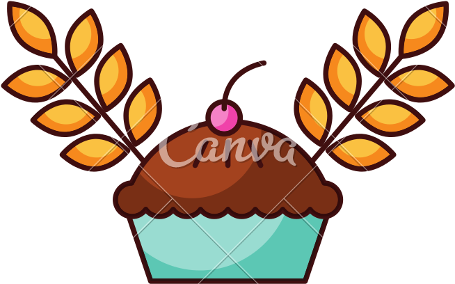 Deliciuos Cake And Wheat Grain Icon - Funny Picture Of Cartoon Cake (800x800)