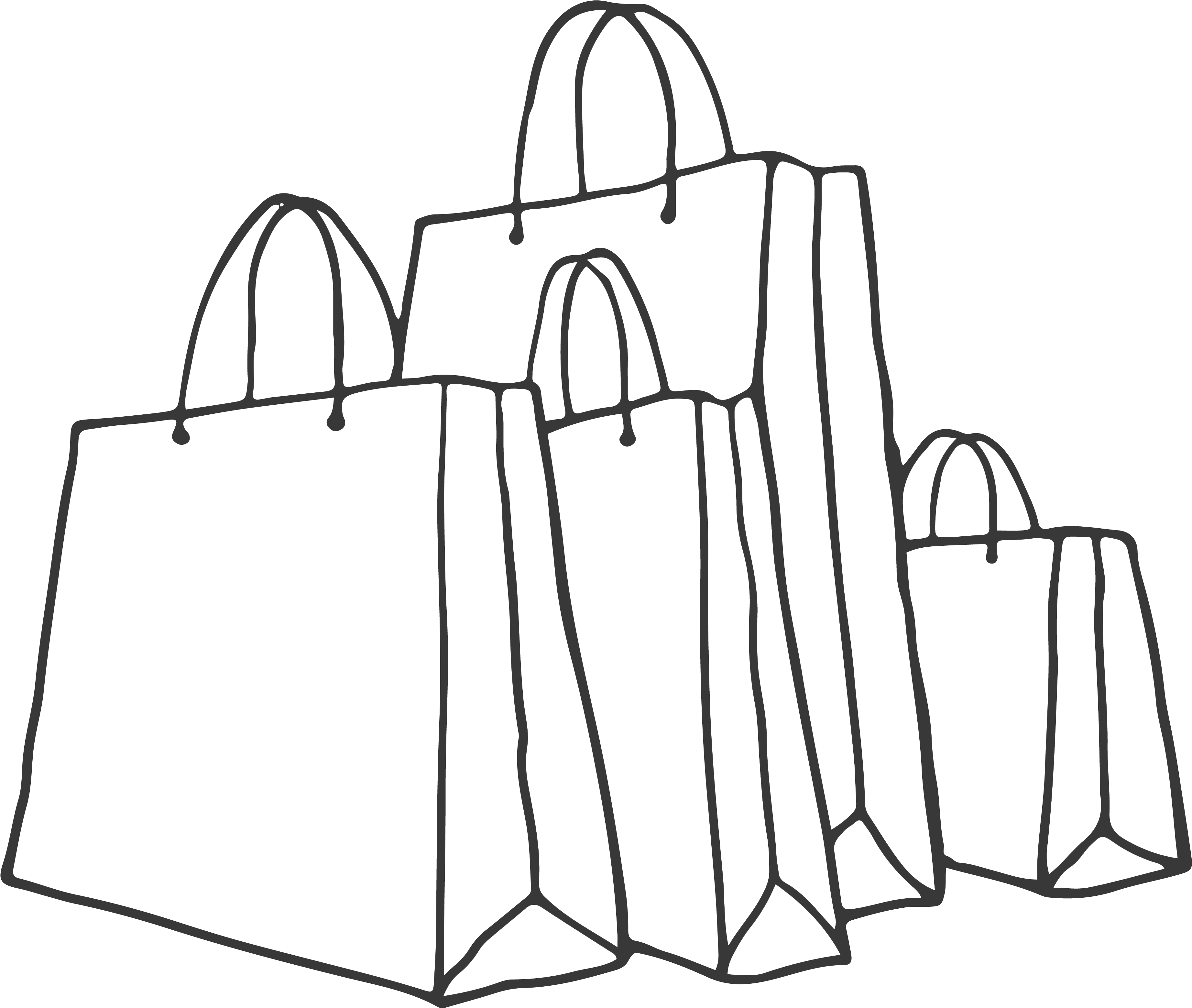 A Play-set Electronics A Shopping Spree - Bag Shopping Drawing Png (3844x3337)