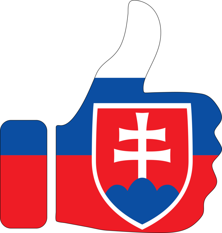 Flag Of Slovakia Thumb Signal - White Blue Red Flag With Symbol (716x750)