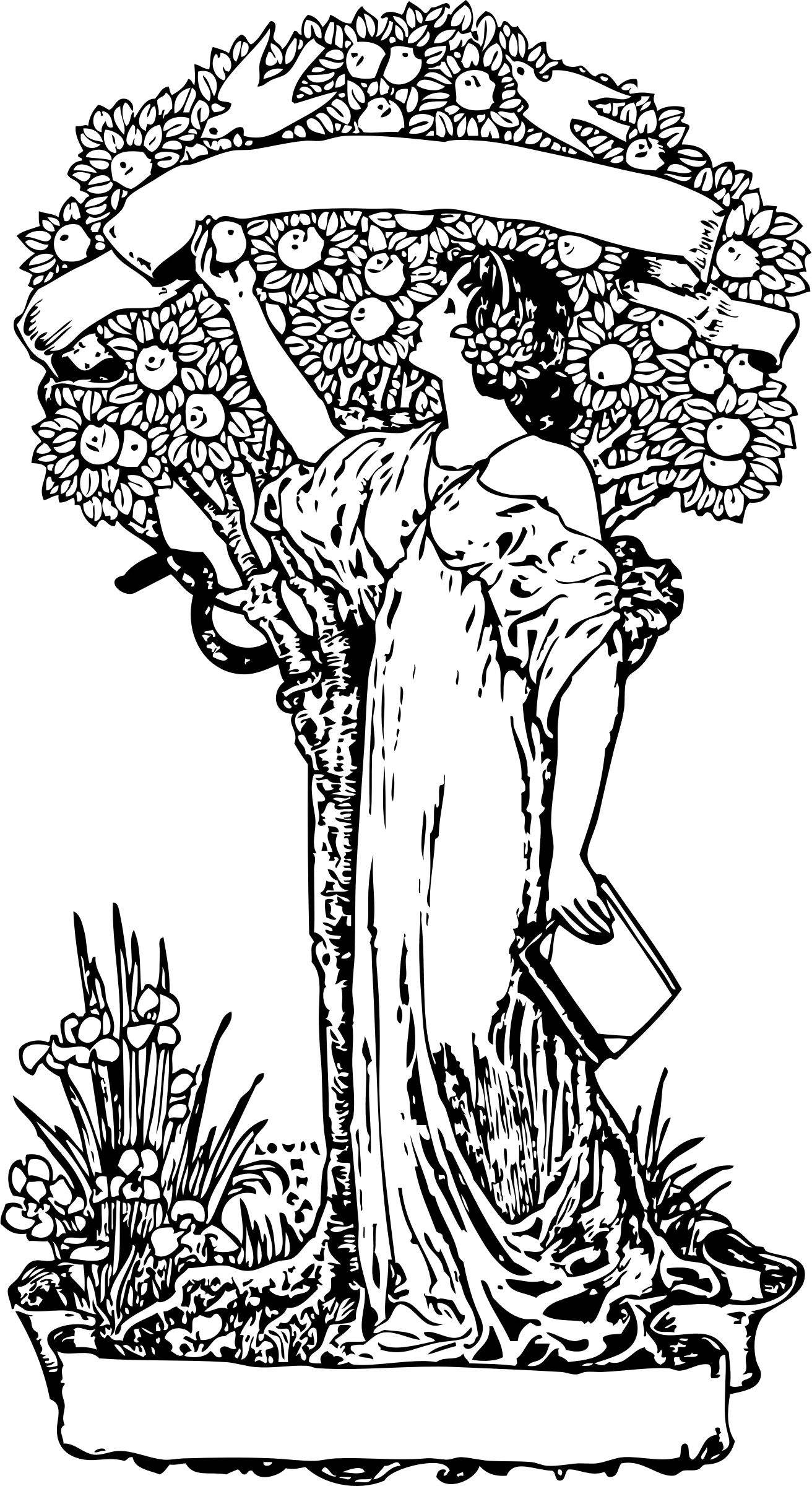 Tree Of Knowledge Banner Freeuse Library - Apple Tree Art Draw (1312x2400)