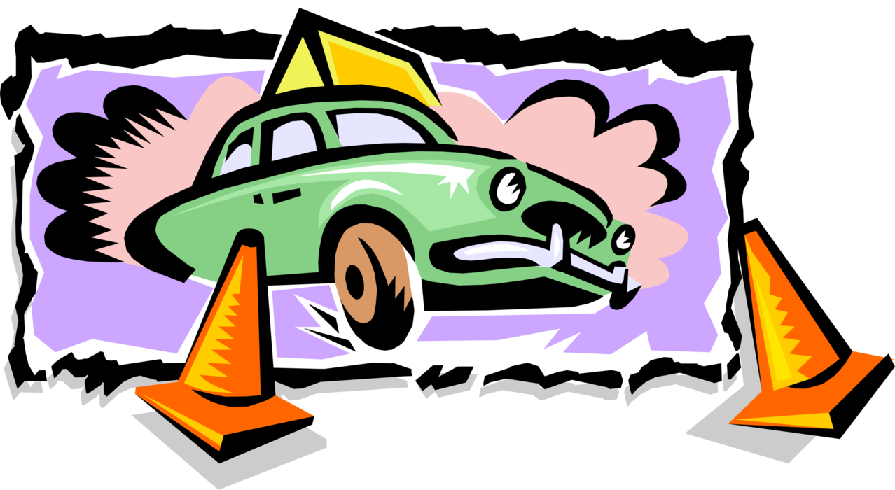 Vector Illustration Of Driver's Ed Driving School Automobile - Car (1278x700)