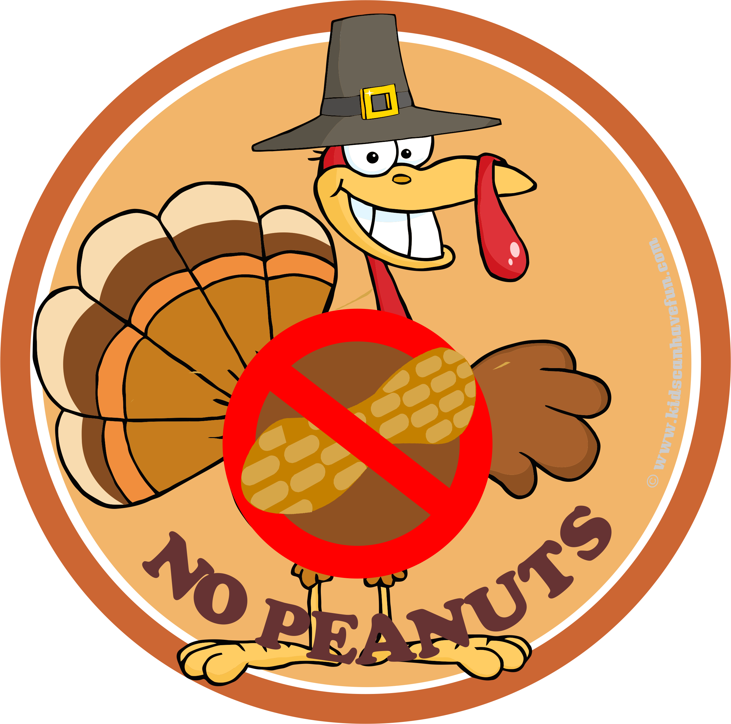 Thanksgiving Turkey No Peanuts Poster Nut Free, Dairy - Der Erntedank-türkei Abschließender Wunsch-cartoon (2456x2433)